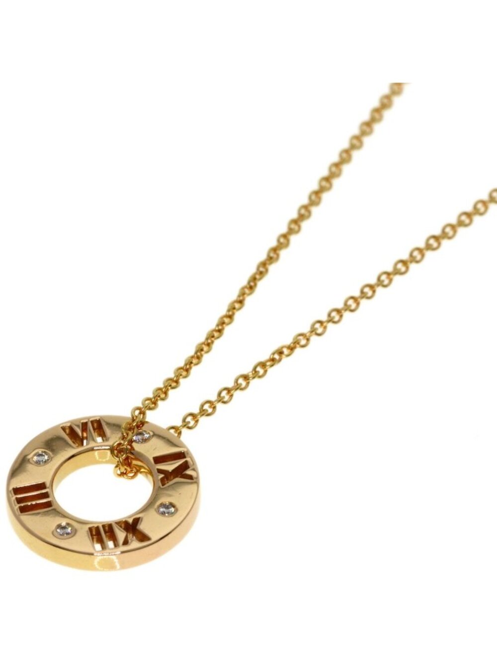 Tiffany & Co Atlas Pierced Circle Diamond Necklace 18k Pink Gold